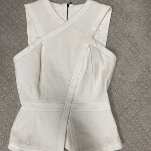 BCBG structured fitted peplum top - Ivory XS